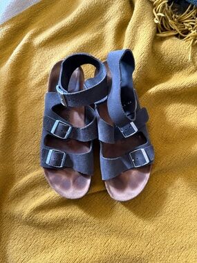 Birkenstock Papillio Linnea Grey Suede Platform Sandals Size 40 (9/9.5)